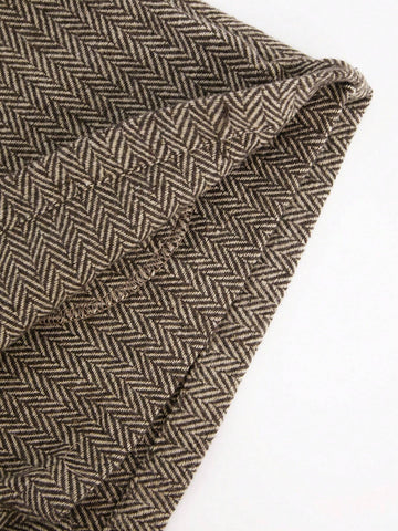 Haute Chevron Fabric Business Casual Mini Skirt With Belt Loops