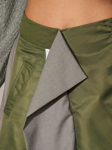 Haute Colorblock Draped Raw Hem Skirt