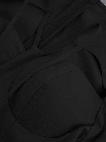 Cut Out Criss Cross Straps Long Sleeve Top