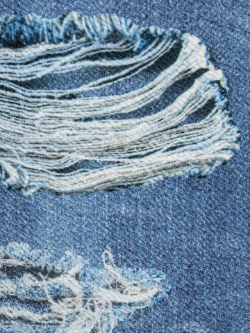 Denim-Effect Print Button Jumpsuit