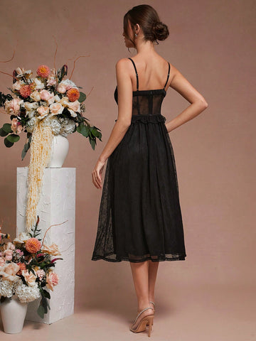 Elegant Bustier Lace Cami Dress With Padded Bust