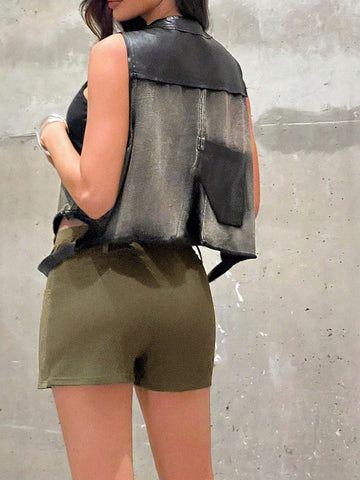 Haute Front Zip Cargo Skirt