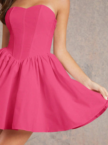 Lace Up Back Tulle Organza Layered Corset Dress