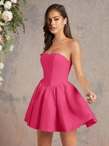 Lace Up Back Tulle Organza Layered Corset Dress