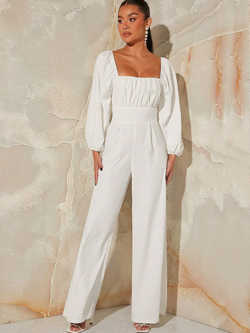 Lace Up Backless Wide Leg Jumpsuit