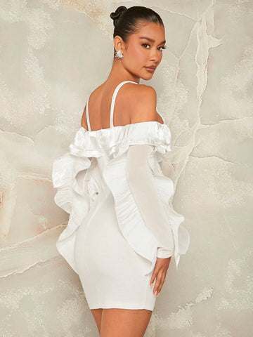 RUFFLE Detail Off Shoulder Cami DRESS
