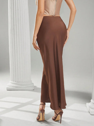 Haute Relaxed Full Length Satin Maxi Skirt