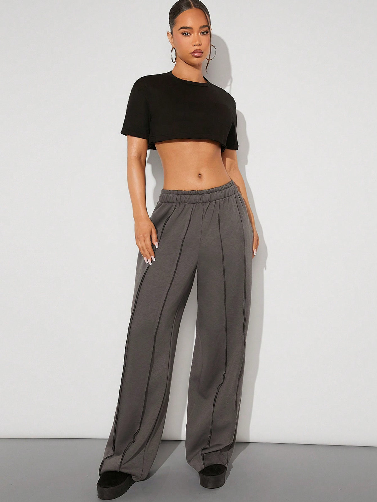 Haute Seam Raw Edge Wide Leg Sweatpants