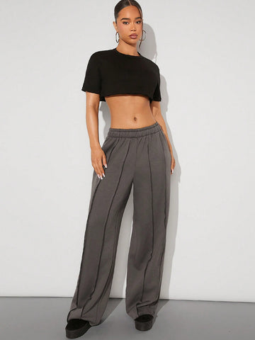 Haute Seam Raw Edge Wide Leg Sweatpants
