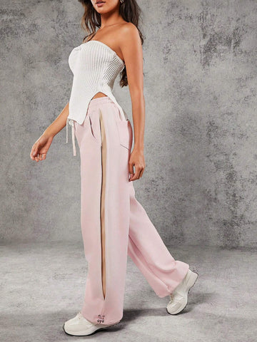 Haute Stripe Side Drawstring Sweatpants