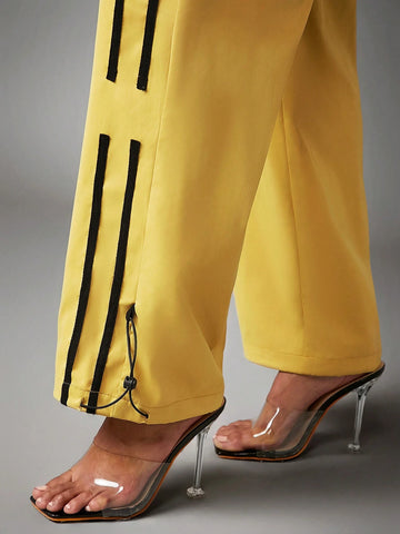 Haute Striped Side Drawstring Cargo Pants
