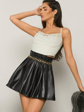 Haute Summer Fashionable PU Plated Mini Skirt
