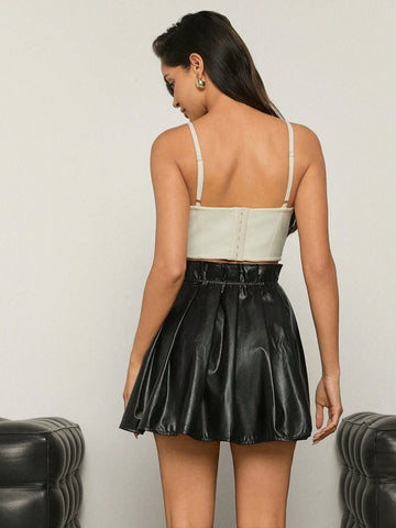Haute Summer Fashionable PU Plated Mini Skirt