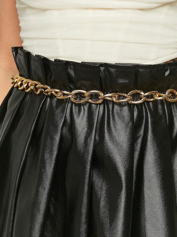 Haute Summer Fashionable PU Plated Mini Skirt