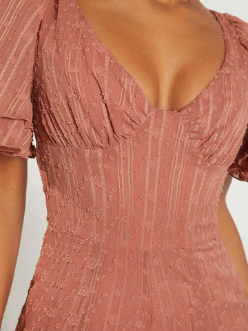 Swiss Dot Ruffle Sleeve Jumpsuit