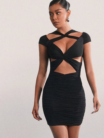 Twist Crisscross Cut Out Party Dress