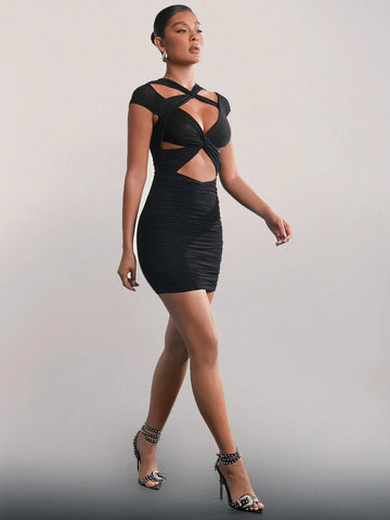 Twist Crisscross Cut Out Party Dress