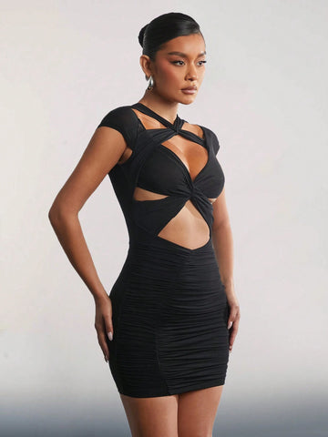 Twist Crisscross Cut Out Party Dress
