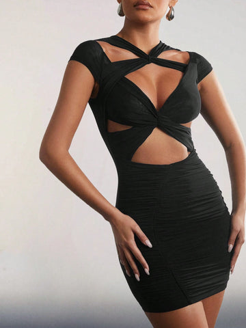 Twist Crisscross Cut Out Party Dress