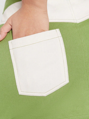 Haute Wave Colorblock Bodycon Twill Skirt