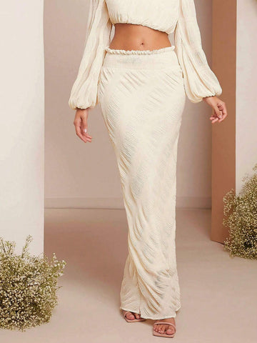 Haute Women'sAutumn Minimalist Elegant Textured A-Line Skirt