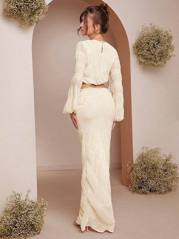 Haute Women'sAutumn Minimalist Elegant Textured A-Line Skirt