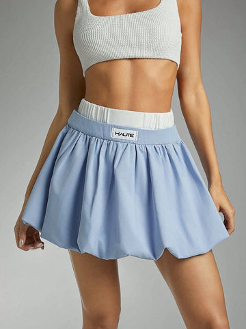 Haute Women's Letter Pleated Mini A-Line Casual Skirt