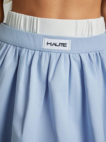 Haute Women's Letter Pleated Mini A-Line Casual Skirt