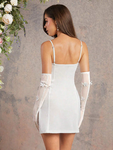 Women's Solid Color Applique Decor Cami Dress