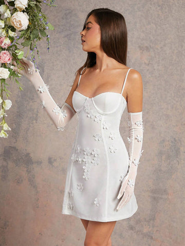 Women's Solid Color Applique Decor Cami Dress