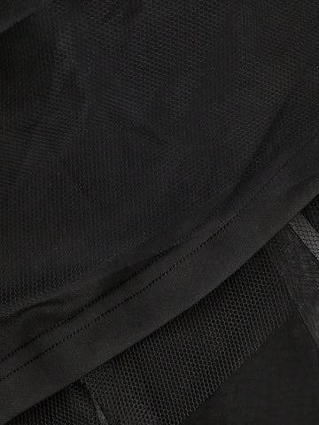 Haute Women's Solid Color Mesh Patchwork Pleated Ruffle Hem Casual Skirt For Vacation