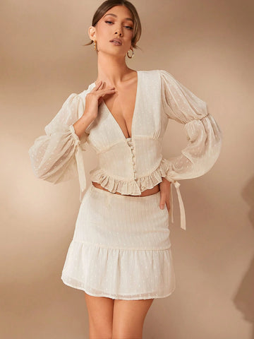 Haute Women's Solid Color Pleated Long Sleeve Casual Blouse, Everyday Wear