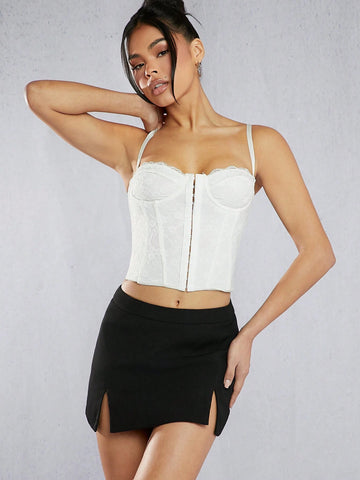 Haute Women's Solid Color Split Hem Skirt