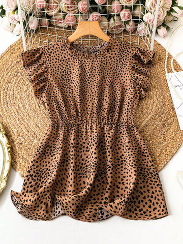 Holidaya Women's Ruffle Sleeve Polka Dot Print Blouse