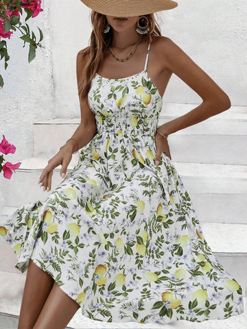 Women's Spaghetti Strap All-Over Print Simple Casual Vacation Dress