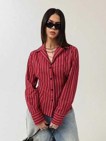 Casual Striped Women Blouse, Fashionable For Everyday Wear