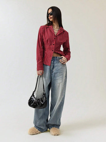 Casual Striped Women Blouse, Fashionable For Everyday Wear