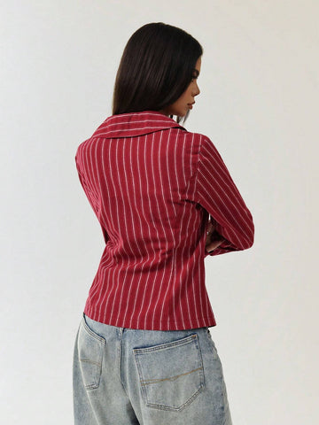 Casual Striped Women Blouse, Fashionable For Everyday Wear