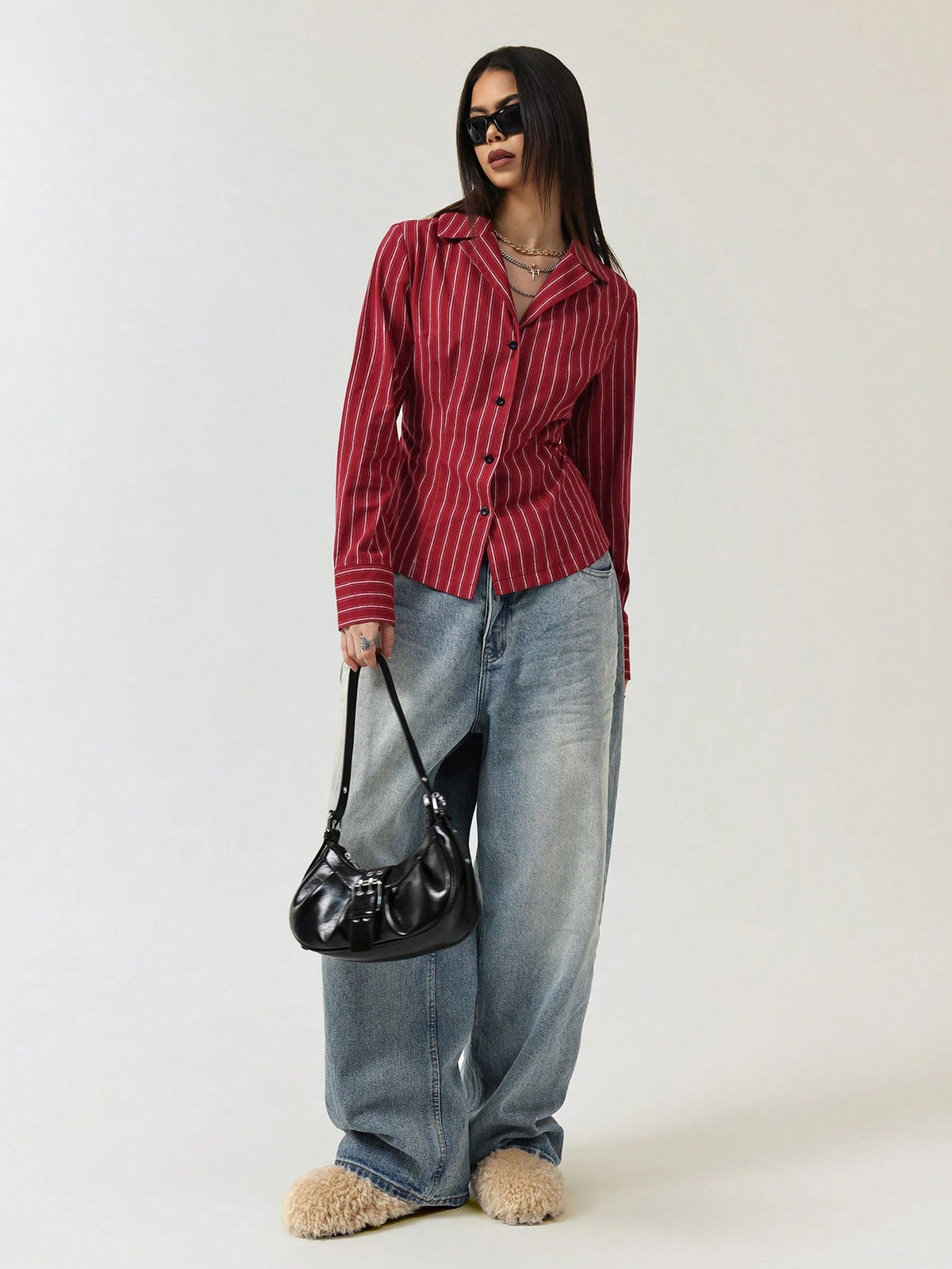 Casual Striped Women Blouse, Fashionable For Everyday Wear