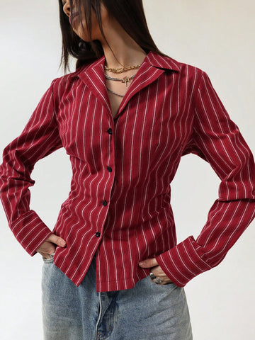 Casual Striped Women Blouse, Fashionable For Everyday Wear