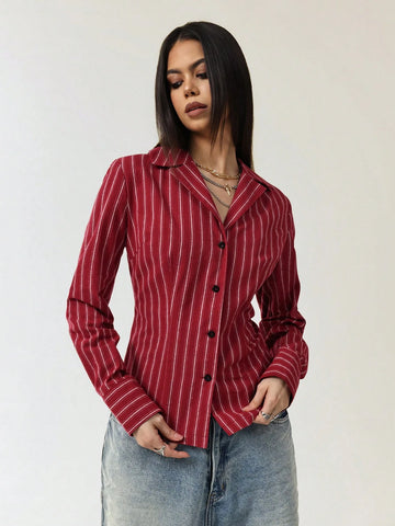 Casual Striped Women Blouse, Fashionable For Everyday Wear