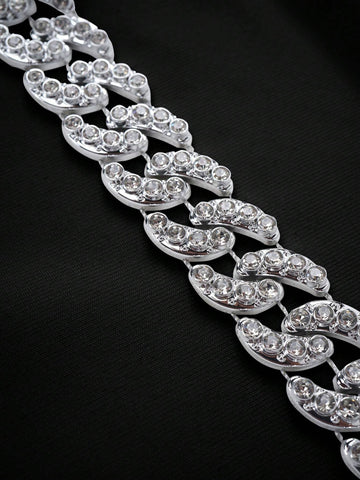 Asymmetrical Slim Fit 's T-Shirt With One Shoulder And Chain Decoration