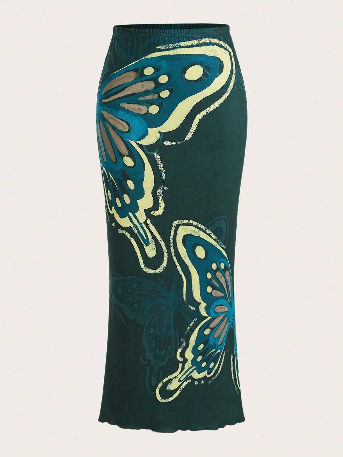 ICON Butterfly Print Lettuce Trim Skirt