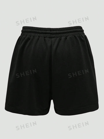 ICON Cartoon Graphic Drawstring Waist Shorts