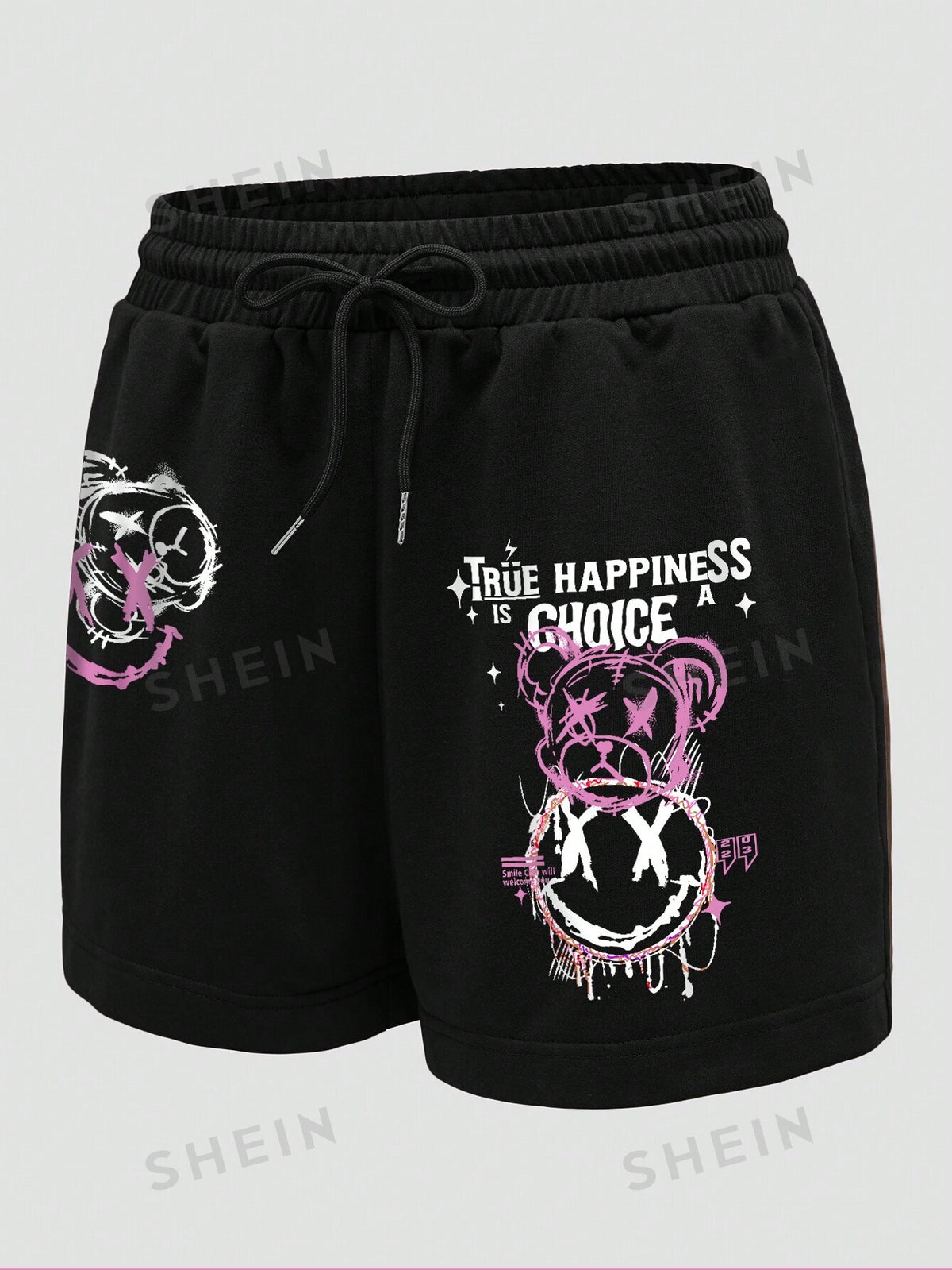 ICON Cartoon Graphic Drawstring Waist Shorts