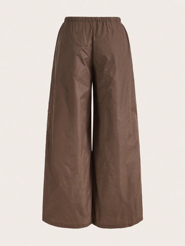 ICON Contrast Piping Drawstring Waist Wide Leg Pants