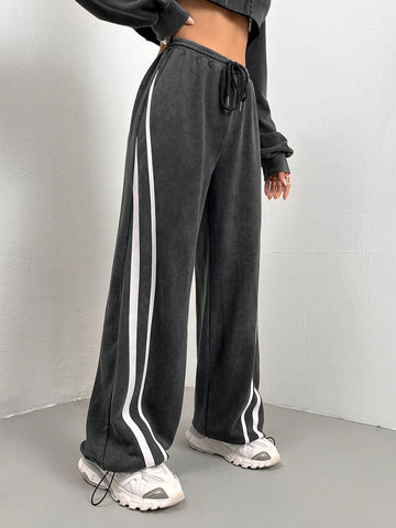 ICON Contrast Tape Drawstring Waist Sweatpants