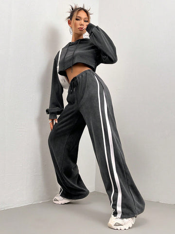 ICON Contrast Tape Drawstring Waist Sweatpants