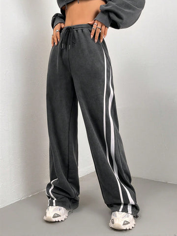 ICON Contrast Tape Drawstring Waist Sweatpants