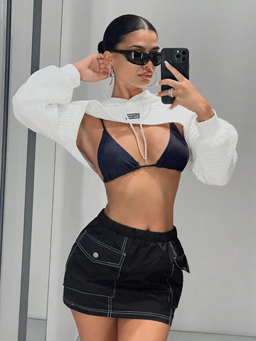 ICON Contrast Top-stitching Flap Pocket Cargo Skirt